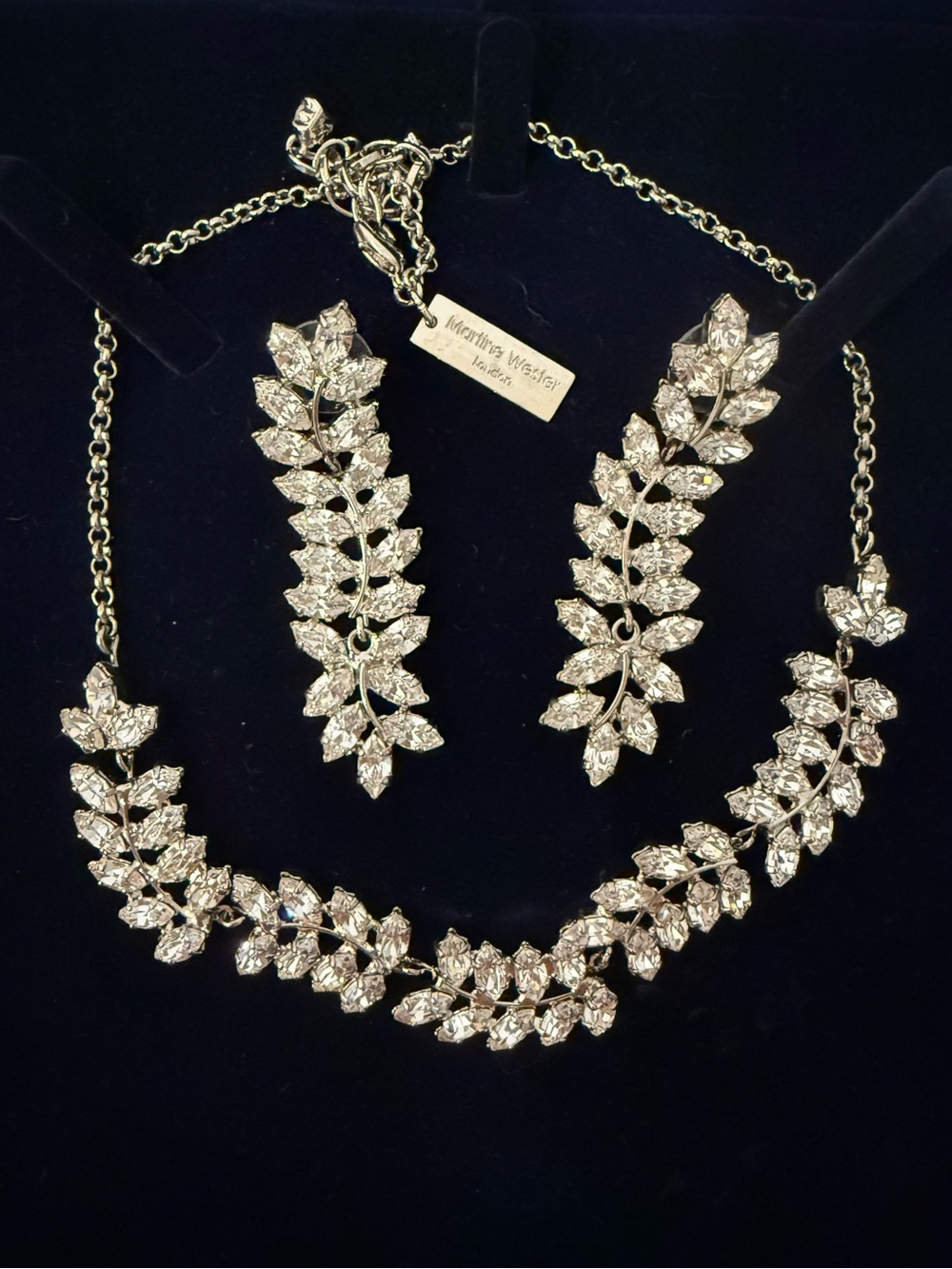 Swarovski Crystal Leaf Necklace & Earrings Set